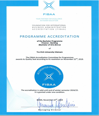  Ngành Tài chính - Ngân hàng (7340201) - Ngành đào tạo đạt kiểm định chất lượng giáo dục quốc tế theo tiêu chuẩn FIBAA