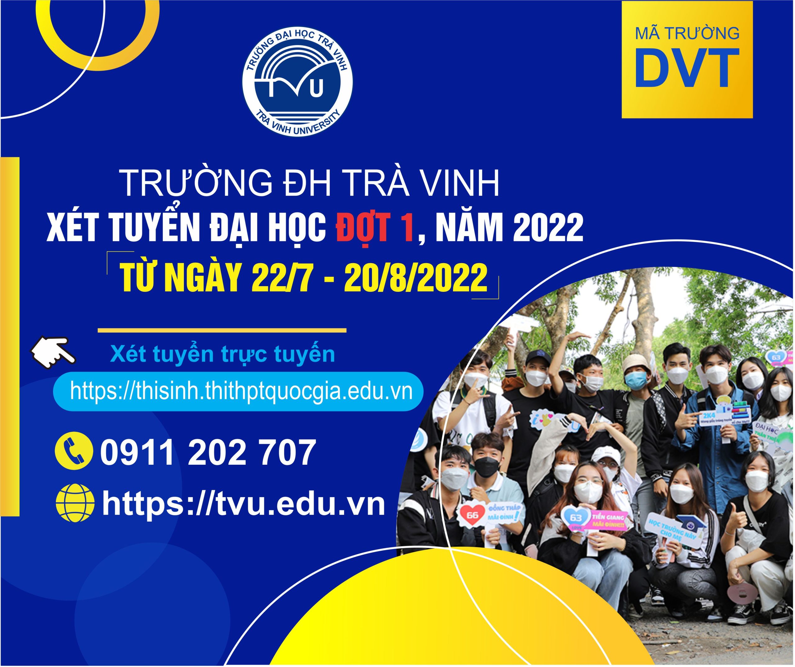 TVU – Xét tuyển đại học đợt 1, năm 2022 (từ ngày 22/7-20/8/2022)